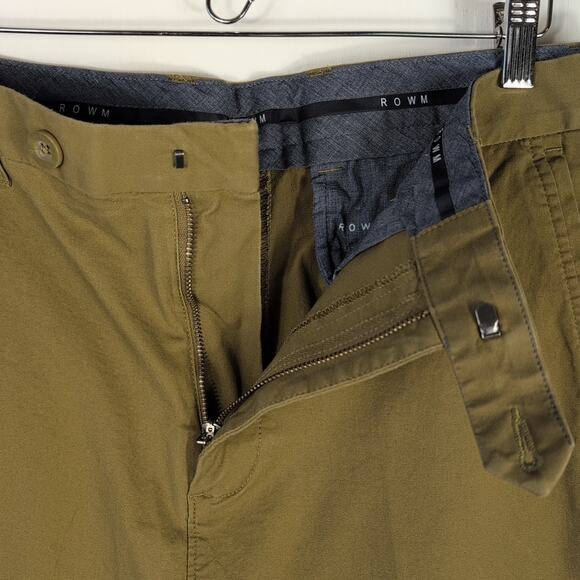Rowm Pants Mens Size 36X32 Brown Chino Straight Leg Commuter Casual Flat Front - Picture 6 of 16